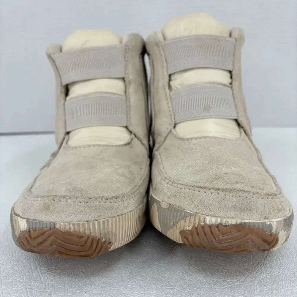 Sorel Out N About Boot Womens 8.5 Waterproof Suede Leather Slip‎ On Mid Beige